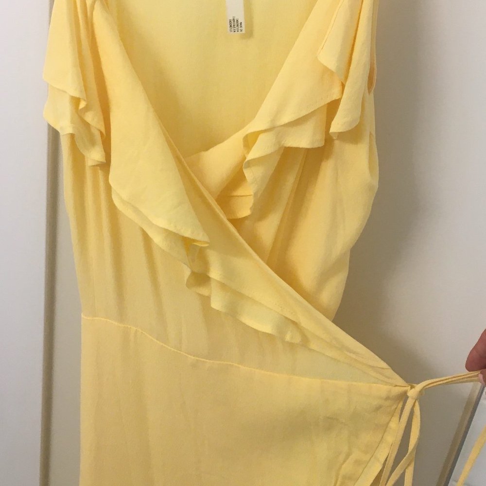 Yellow midi length yellow wrap Leith dress